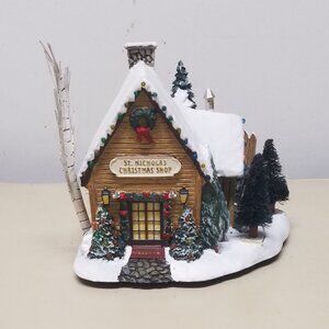 St Nicholas Christmas Shop Light Up Thomas Kinkades Village Christmas